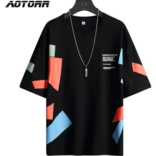 Funny Men T Shirt Hip-Hop T-shirt O-neck Summer Male Causal Tshirts Fashion Loose Tees Mens Multi Colors Patchwork Tee Shirt