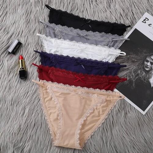 3PCS/Set Cotton Panties Briefs Women Underpants Female Sexy Panties Thong Womens Pantys Underwear Solid Color Lace Panties