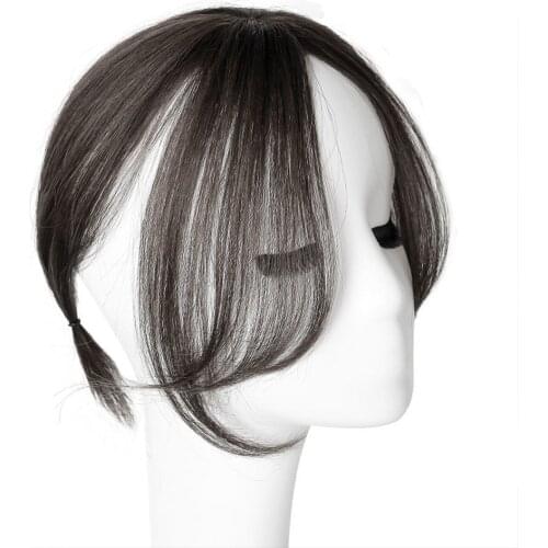 AILIADE Black Brown Clip On Bangs Hairpieces for Women Synthetic Middle Part Bang Clip In Hair Extensions High Temperature Fiber