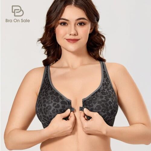 Womens Front Closure Bras Racerback Plus Size Unlined Seamless Underwire Full Coverage Smooth Floral Jacquard
