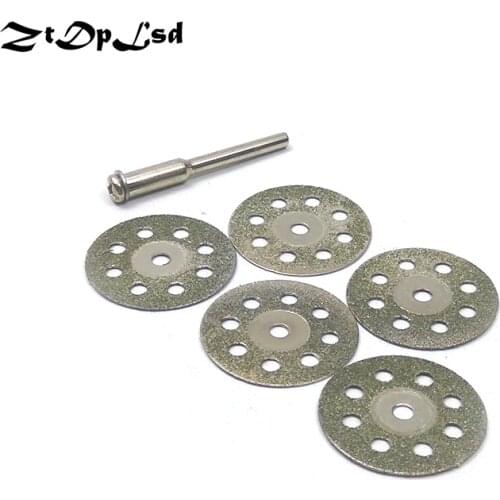 ZtDpLsd 5Pcs 25mm Diamond Cutting Discs Cut Off Blade +1Pcs 3mm Shank Rodfor Dremel Rotary Tool Abrasive Disc dremel Accessories