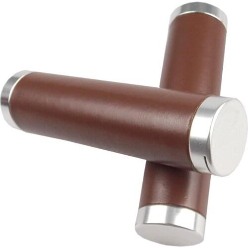 1 Pair Bicycle Grips Retro Bike Leather Handle Cover Mountain Bike Handle Comfortable Cowhide Handle Cover Outdoor Bicycle Parts