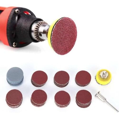 100Pcs 25mm Aluminium Oxide Sanding Discs With 1 x Sanding Pad And 1 x Thread Shank Woodworking Polishing Tool Set