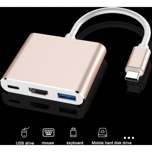 3 in 1 USB Hub USB 3.1 Type-C to HD USB 3.0 USB-C Multi-port Adapter Converter Laptop 3-in-1 HD Hub for Macbook Pro Air
