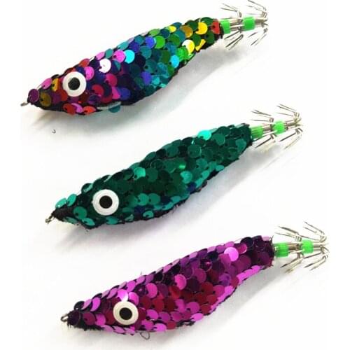 30Pcs New Shrimp Lure Squid Jig Wood Big Eyes Squid Cuttlefish Jigs Fishing Lures 2021 Bait