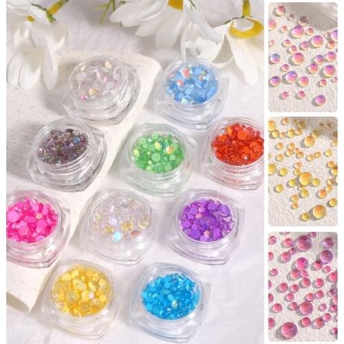 3D AB Nail Art Rhinestones DIY Flatback Acrylic Stones Candy Colors Mixed Size Mermaid Round Glass Crystal Beads Decorations