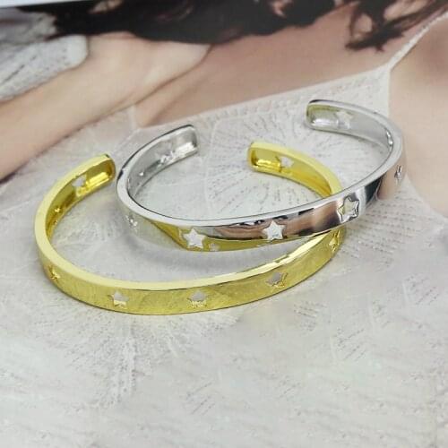 5 Pcs New design Smooth Metal Bangle Hollow star bangle Bracelet Bracelet Gold color Women bangle 51424
