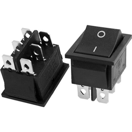 5pcs AC 16A/250V 20A/125V 6 Pin DPDT 2 Position Snap in Boat Rocker Switch