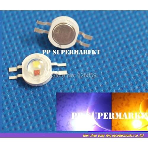 50pc 3W High Power 2chip Mixed Color LED Yellow 585 + White 6000k led Chip