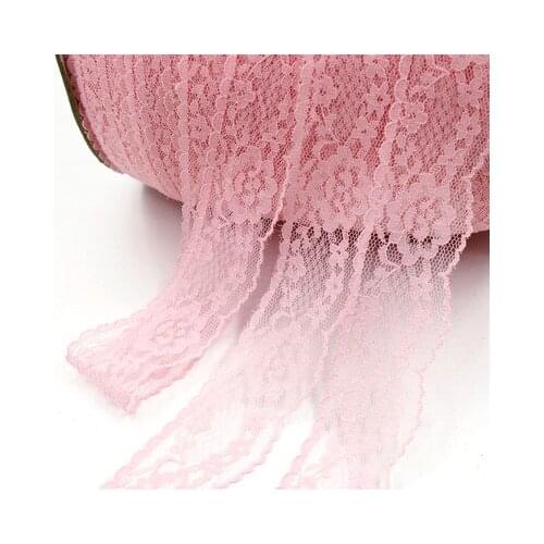9 Meters/lot Pink Lace Ribbon Tape 3.5cm width DIY Embroidered Net Lace Trim Fabric For Sewing Wedding Decorations Gift