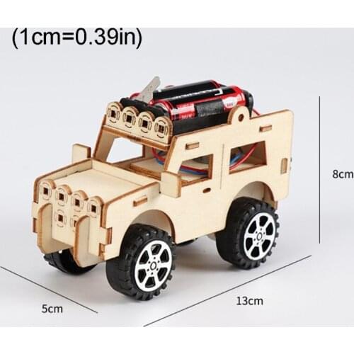 Wooden Electric Car Model Blocks DIY Kids Assembling Toy Science Experiment Kit Children Educational Gift