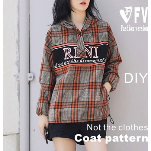 Clothes pattern womens loose hooded jacket finished production pattern 1:1 sewing drawing BWT-115