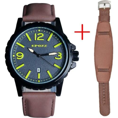 EPOZZ Prevent metal allergy series Japan MOV Top brand Luxury watch men Leather strap relogio masculino