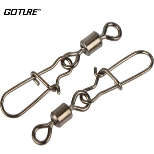GOTURE 200pcs Swivel Hook Carbon Steel Rolling Fishing Hook with Snap Fishhook Lure Connector All for Fishing Fish Tackles