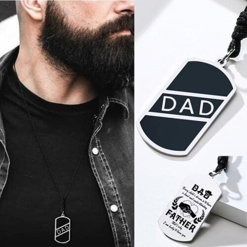 To My Dad Dog Tag Pendant Necklace Stainless Steel Keepsake DogTag Gift for Father Day