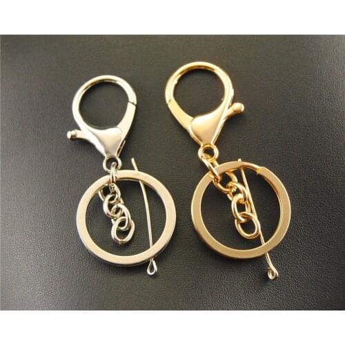 2pcs Silver Color KC gold GOOD Quality key ring and chain Charm Pendant DIY Necklace Bracelet Bangle Findings A1588/A1589