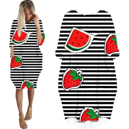 Fashion Dress Spring Fruit Strawberry Dress Harajuku Women Dress Long-sleeve 3D Print Dresses for Women Mommy and Me Dress