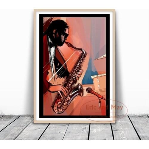 Saxophone Player Music Posters And Prints Wall Art Canvas Pictures Painting Vintage Style Wall Decorations Living Room Cuadros