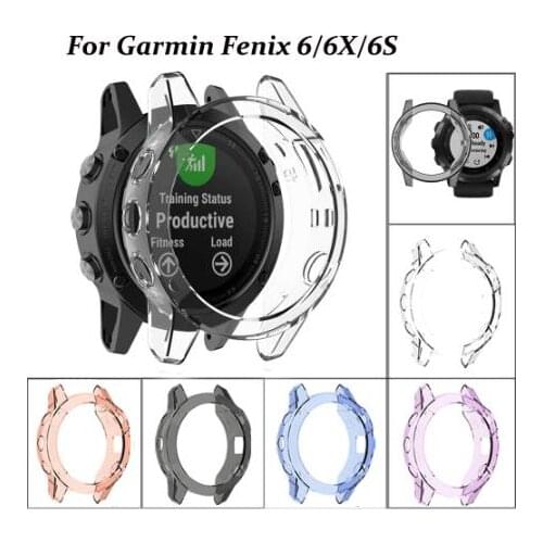 For Garmin Fenix 6 6S 6X Soft Crystal Clear TPU Protector Case Cover Frame Smart watch accessories Fenix6 Fenix6X Shell