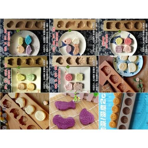 Multiple holes wooden moon cake baking mold / wood pastry cake Printing mould kitchen tools