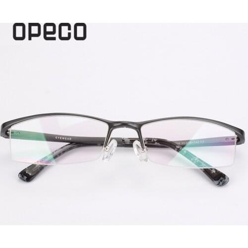 Opeco designer Mens Aluminum Eyeglasses Frame RX able Glasses Half Rim Myopia rectangle Optical Eyewear #2036