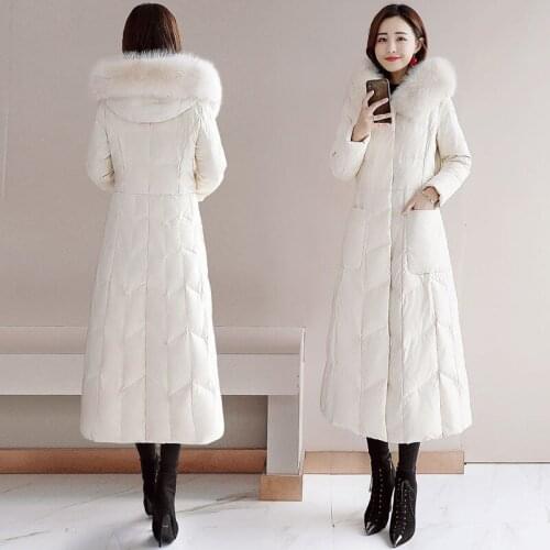 2021 New Fashion Winter Clothing Coat Padded Warm Long Coat Classic Faux Fur Fur Collar Slim Elegance Long Jacket Womens Coat