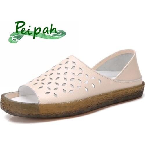 PEIPAH Retro Handmade Womens Summer Shoes Peep-toe Flat Sandals For Woman Casual Slip On Summer Gladiator Sandalias Mujer