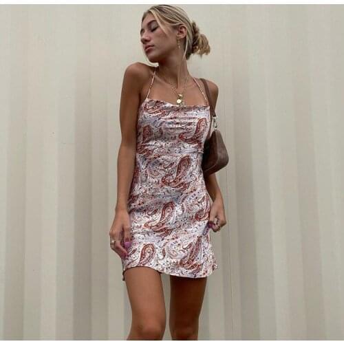 Summer Printing Backless Strap Dress for Women Sexy Bandage Dresses Female Commute Prom Dress Evening 2021 New Vestido Feminino