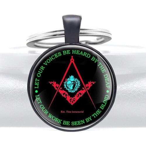Let Our Voices Be Heard By The Deaf Blind Design Glass Cabochon Metal Key Chain Charm Men Women Key Ring Masonic Keychains