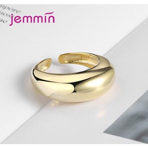 925 Sterling Silver Adjustable Gold Rings For Women Girls Party Valentines Day Gift Fashion Jewelry Wholesale