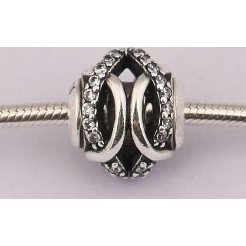 S925 Silver Essence Bead CARING Charm Clear CZ For Essence Bracelet Bangle Lady Jewelry Gift Small Hole