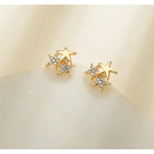 UAM Diamond Starfish Earring Temperament Simple Personality Small Earrings French Advanced Sensory Girl