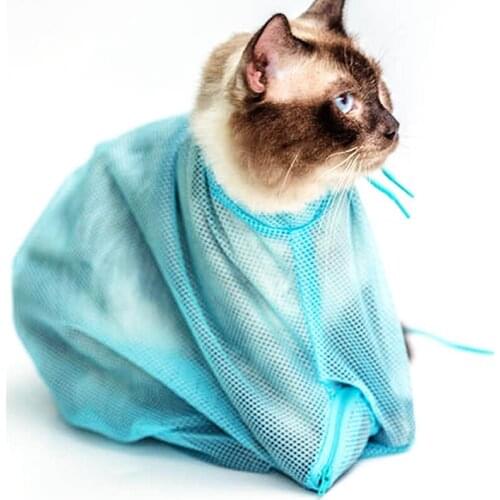 Pet Cat Mesh Adjustable Grooming Restraint Bag Bath Washing Nails Trimming Injecting Anti Scratch Cutting Cleaning Bags