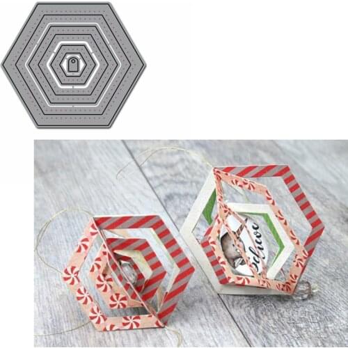 Hexagon Overlapped Frame Metal Cutting Dies Stencils Hexagon Overlapped Frame Die Cuts For Card Making Decoration New 2019