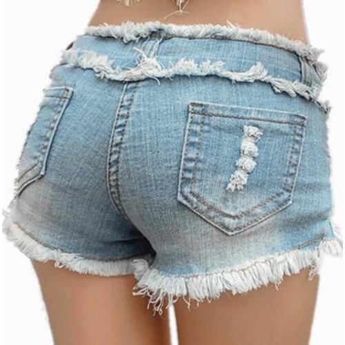 New Mini Shorts Sexy High Waisted Jeans Female 2019 Summer Hole Hot Denim Super Shorts High Waist Rock Club Shorts Women Bottoms