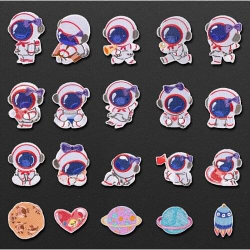 Cute astronaut Patch Stick-On For Clothing Iron On Patches For Clothes Patch For Jacket Badges DIY Stripe Patches