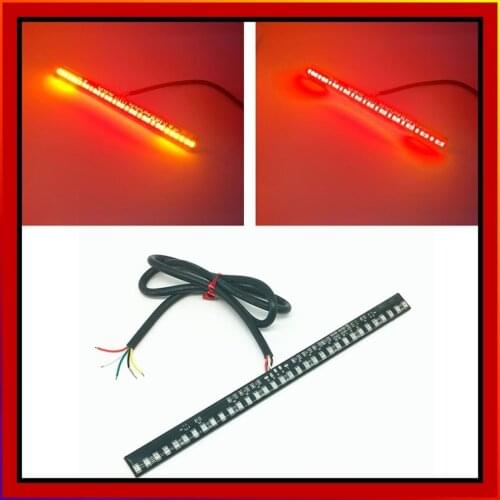 33 SMD 0.09WLED Integrated Motorcycle Light Strip License Plate Lamp Tail Brake Light Turn Signal Indicator Lamp Red/Yellow