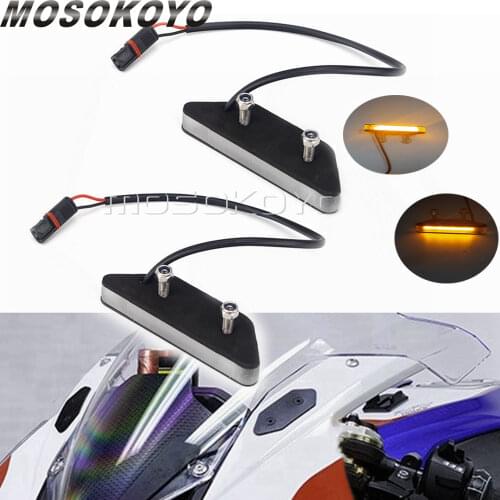 1 Pair LED Sequential Flowing Front Turn Signal Lights Mirror Block Off Plates Amber Lamp Plug & Play Kit For BMW S1000RR 2020