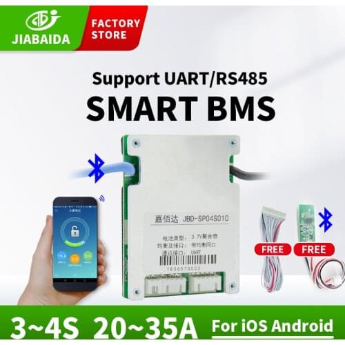 JBD Smart Bms 12V 4S 20A 35A With Temp Shutdown Bluetooth For 3.7V Lifepo4 Battery Lithium 3S 25A Same Port Balance UART RS485