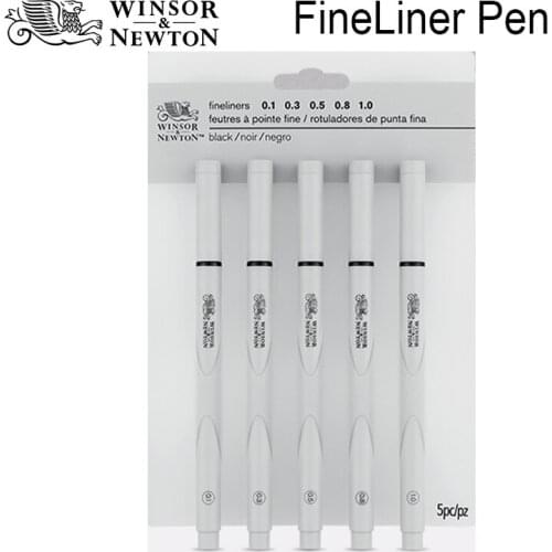 Winsor&Newton Black Color Fineliner Pen 0.1/0.3/0.5/0.8/1.0mm drawing design Pen Waterproof ink