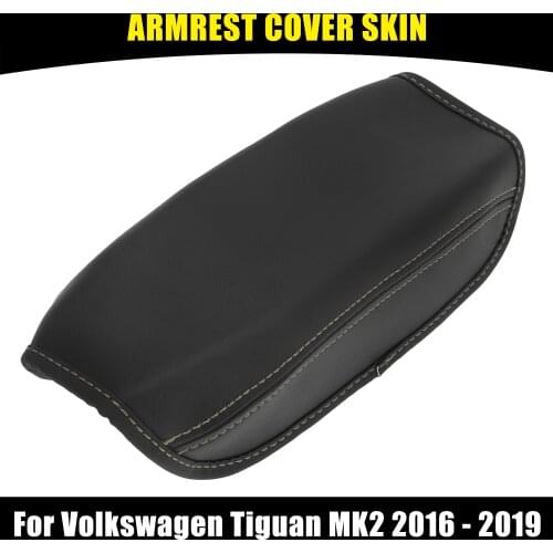X Autohaux Center Console Lid Cover Armrest Pad Black for Volkswagen Tiguan MK2 2016-2019