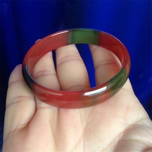 Genuine Colorful Natural Green And Red Gems Stone Fashion Round Charm Bangles Women Free Shipping Inner Diameter 52mm