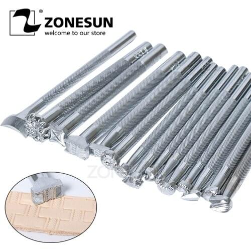 ZONESUN Handmade DIY Cowhide Carving Printing Tools Leather Flower Pattern Craft Engrave Stamping Embossing Mold Handicraft