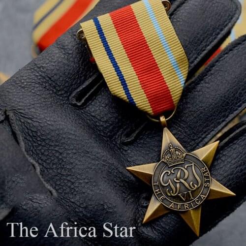 1pc United Kingdom Hexagonal African Star Badge Ribbon Brooch WW2 Military Metal Alloy Emblem Pins Imitation Goods