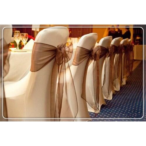 100pcs chocolate chair covers sash Chair Bow Banquet Chair Sash for Weddings