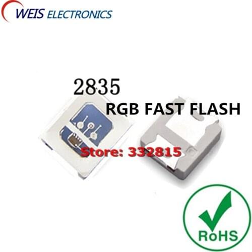 20PCS 2.8*3.5mm 2835 RGB FAST FLASH lamp LED RED BLUE GREEN Automatic flash Internal IC Light beads WHOLESALE Free shipping