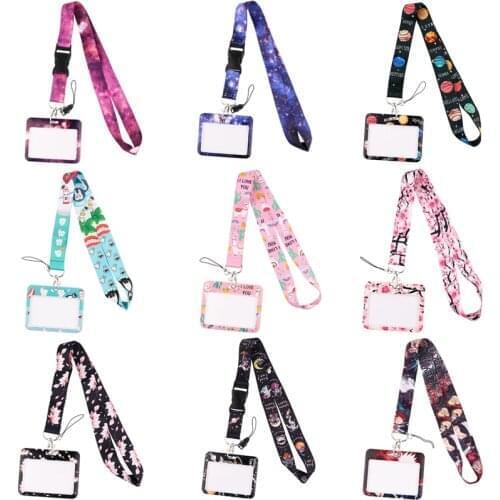 20pcs/lot BH1514 Blinghero Cherry Blossoms Starry sky Bank Card Holder Bus Identity Badge With Cartoon Lanyard For Doctor