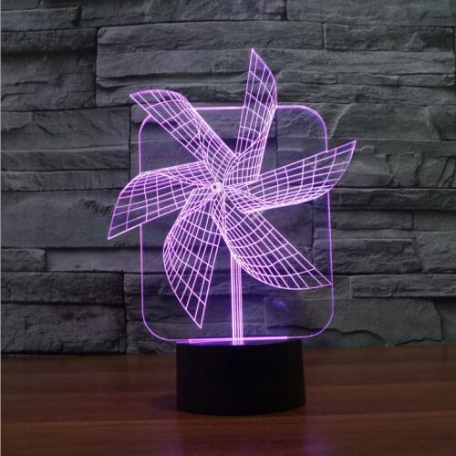 3D Pinwheel Illusion LED Night Lights Colorful Acrylic Table Lamp For Party Christmas Gift Touch Switch Visual Bedroom Light