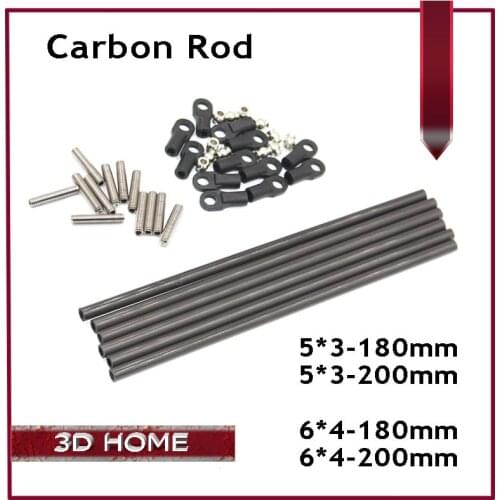6pcs/set Delta Kossel 3D Printer 180/200MM Length Parallel Arm Fisheye Carbon Rod K800 Mini 5347 Upgrade Diagonal Push Rods