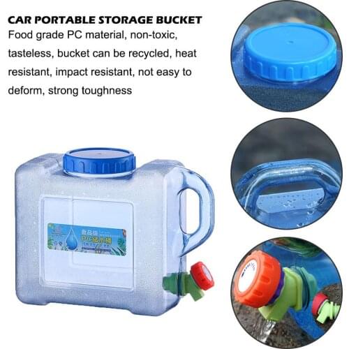 5L 8L Car Portable Handheld Water Bucket Square Barrel Plastic Storage Bucket With Faucet For Camping
